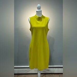 Yellow Sharagano Mock Neck Sheath Dress Size 10 EUC